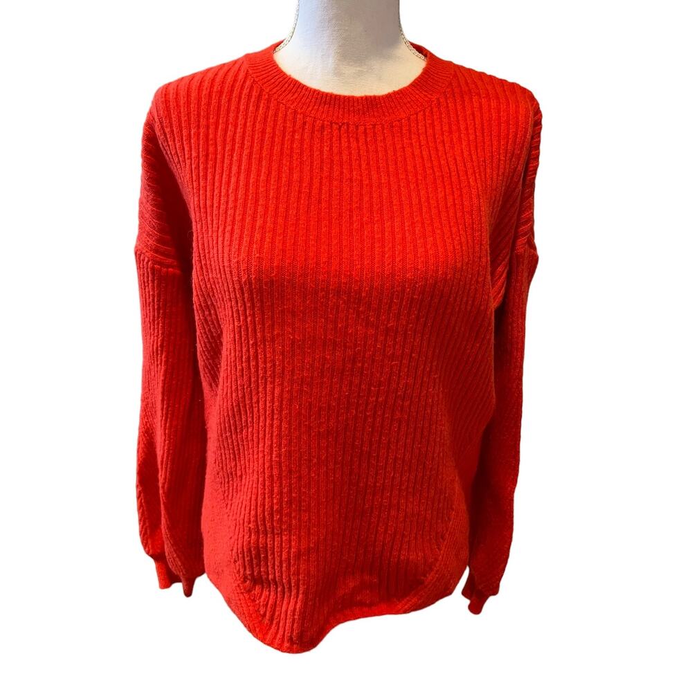 Boden Ribbed Knit Oversized Crewneck Sweater Coral S